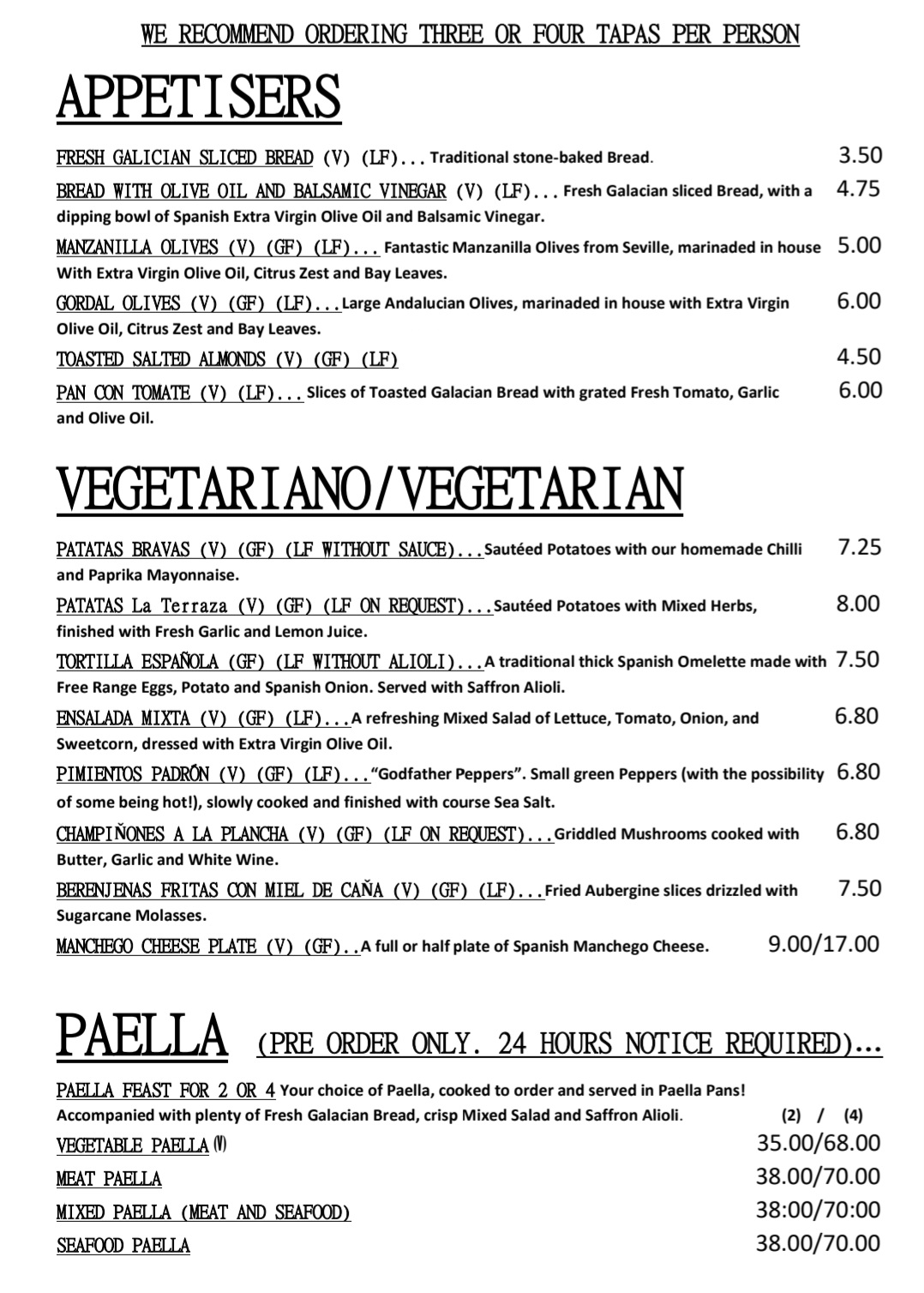 Menu Page One